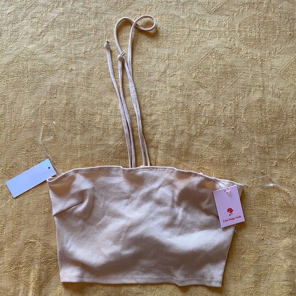 Lisa Says Gah! Cream halter tie top